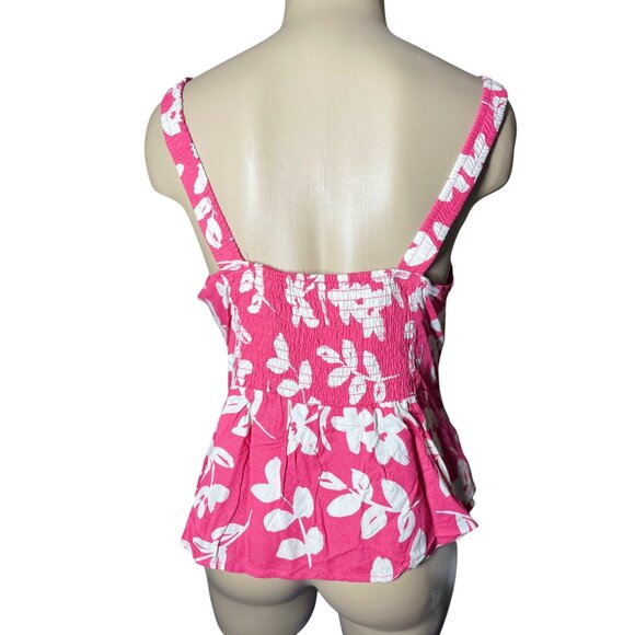 Pink & White Floral Tank Top By Urban Romantics Womens Size L 100% Rayon Lightwe - Picture 6 of 13